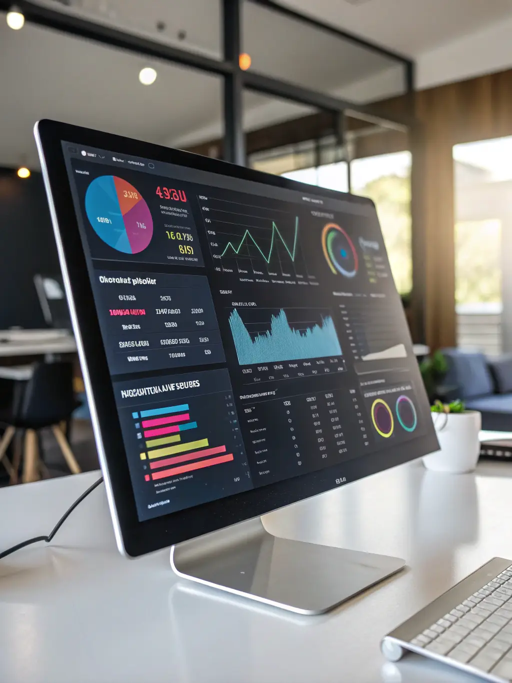 A digital marketing dashboard displaying analytics, campaign data, and growth metrics, representing Optimal Design Solutions' digital marketing expertise.