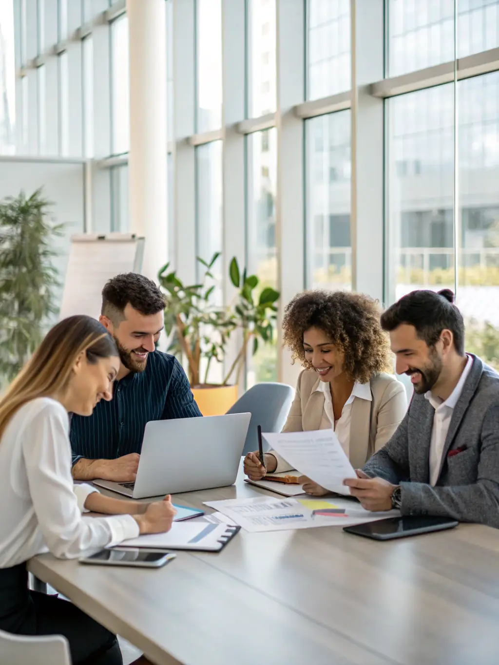 An image of a team collaborating on a project, highlighting Optimal Design Solutions' collaborative and client-focused approach.